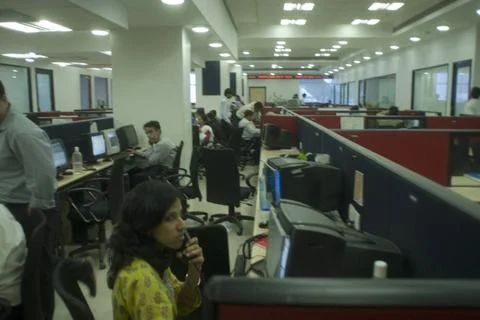 People working in Multi Commodity Exchange of India at Bombay Mumbai ; Mah... Stock Photos