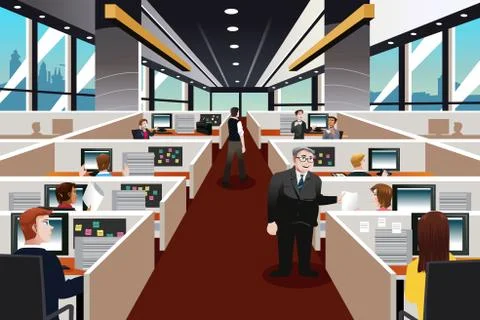 People working in the office Stock Illustration