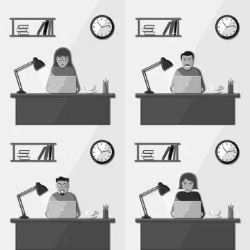 People working in the office Stock Illustration