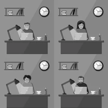 People working in the office Stock Illustration