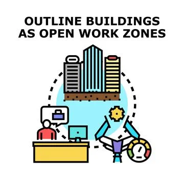 People working in open flexible work zones Stock Illustration