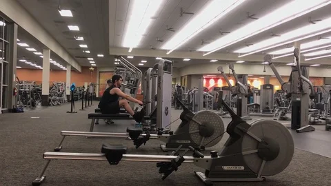 People Working Out With Exercising Machine  IMG 0564 Stock Footage 91754399