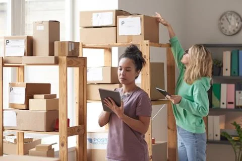 People working with parcels 스톡 사진