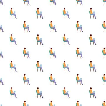 People working remotely on laptops seamless pattern Stock Illustration