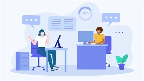 People working in the same office room illustration business animated video Video stock 281714363