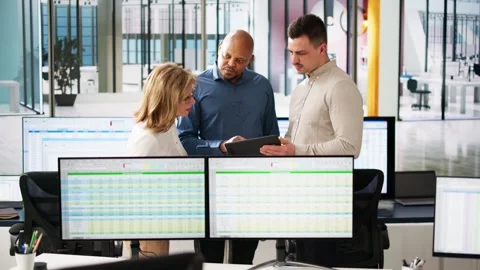 People Working With Spreadsheet Data Stock Footage 271149303