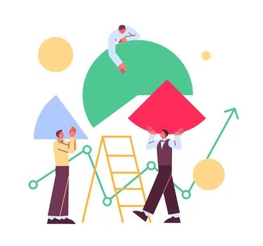 People working with stats, statistical data. Stock Illustration