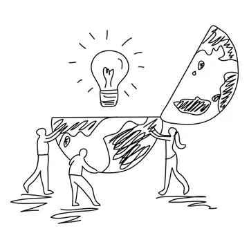 People working together to build a large puzzle piece Stock Illustration