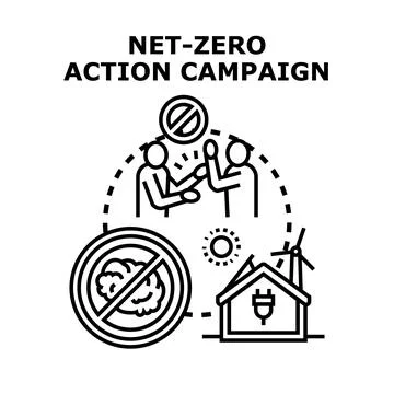 People working together on a net zero action campaign Stock Illustration