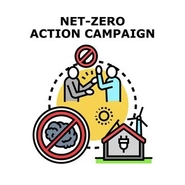 People working together on a net zero action campaign Stock Illustration