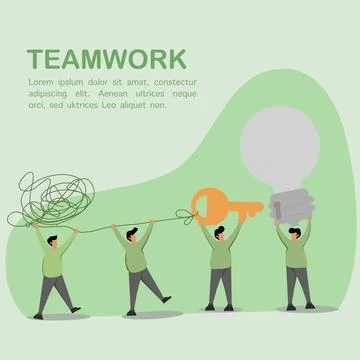 People working together to turn on the light Stock Illustration