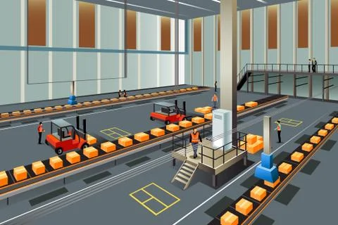 People Working in a Warehouse Stock Illustration