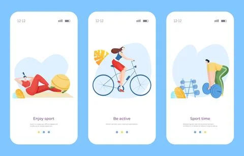 People workout training card set web application website banner, template イラスト素材