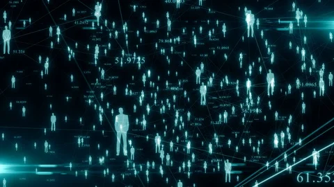 People Of The World Human Overpopulation connected lines - animation 3d render Stock Footage 115740558