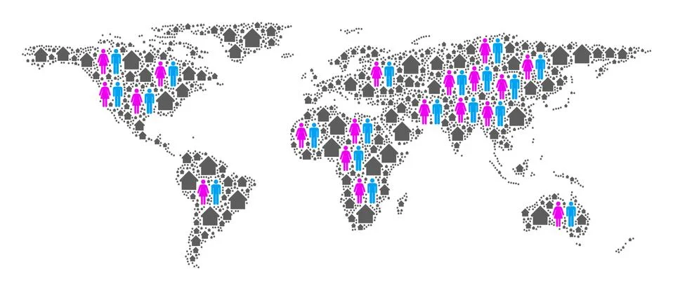 People World Map Stock Illustration