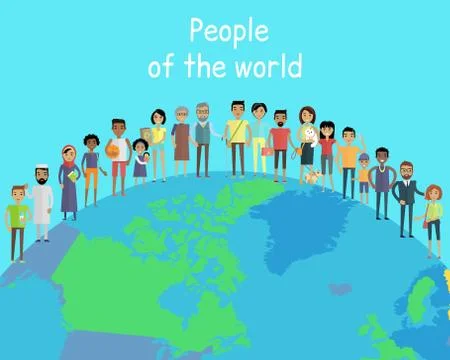 People of the World Vector Concept on Globe Stock Illustration