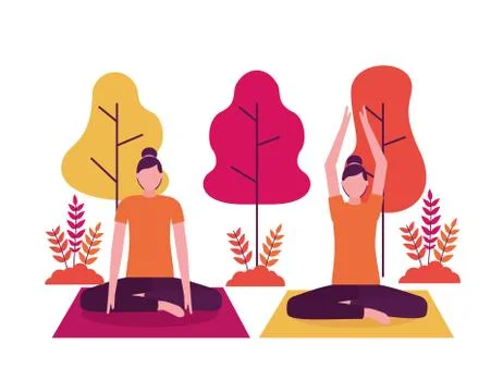 People yoga activity Stock Illustration