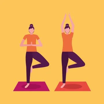 People yoga activity Stock Illustration