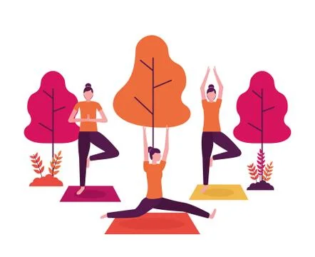 People yoga activity Stock Illustration