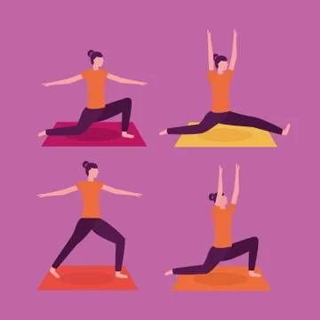 People yoga activity Stock Illustration
