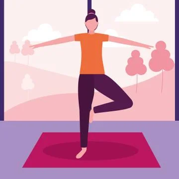 People yoga activity Stock Illustration