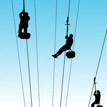 People on zip line Stock Illustration
