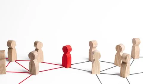 Peoples communication network is connected through one person. Mediator and p Stock Photos