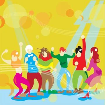 Peoples dance in party vector image for party content.. Stock Illustration
