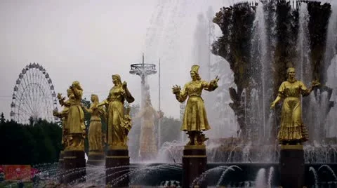 Peoples Friendship Fountain Stock Footage