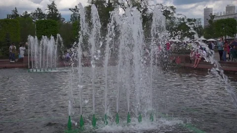 The Peoples Friendship Fountain in VDNKh - Exhibition of Achievements of Stock Footage