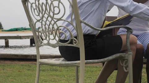 Peoples legs during an interview. 스톡 동영상 88369586