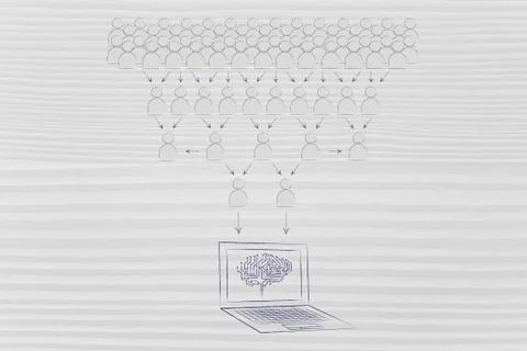 People's online knowledge sharing collected by electronic brain イラスト素材