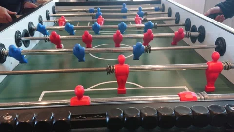 People's playing soccer table game, shot on 4k. Stock Footage 178494490