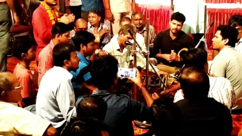 Peoples Singing In Spiritual Function During Night, India Stock Footage 112245856