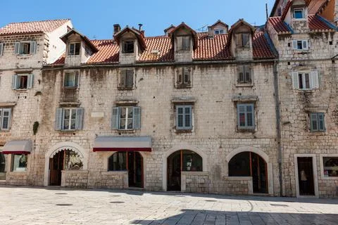 People's Square in the old town of Split, Croatia. Stock Photos