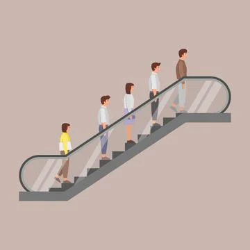 Peoples standing on the escalator Stock Illustration