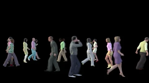 Peoples walk in motion blur with alpha mask Stock Footage 57255553