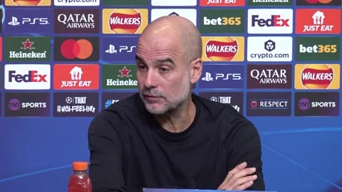 Pep Guardiola doubles down on his criticism of referee Farai Hallam  Video stock 327729094