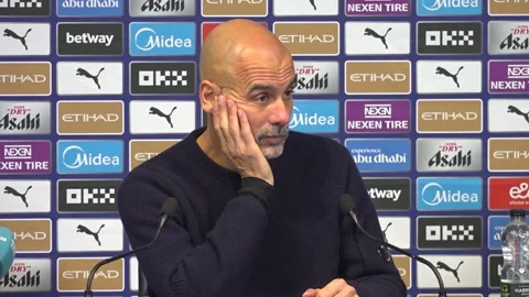 Pep Guardiola 'relieved' after Phil Foden's stoppage-time winner against Leeds Stock Footage 322024857