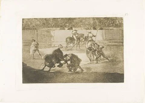 Pepe Illo making the pass of the recorte , plate 29 from The Art of Bullfi... Stock Photos