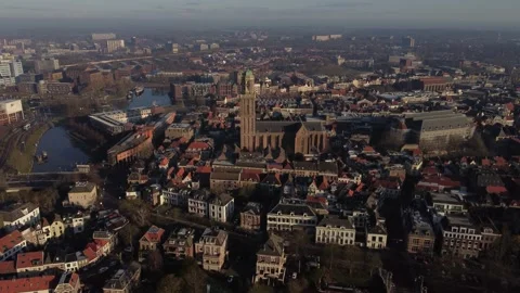 Peperbus daytime drone view in the city of Zwolle, Stock Footage 168599877