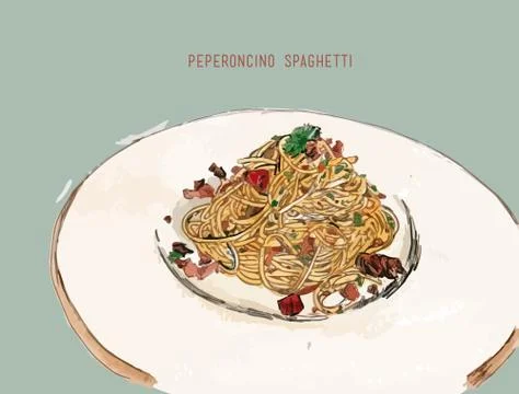 Peperoncino spaghetti Stock Illustration