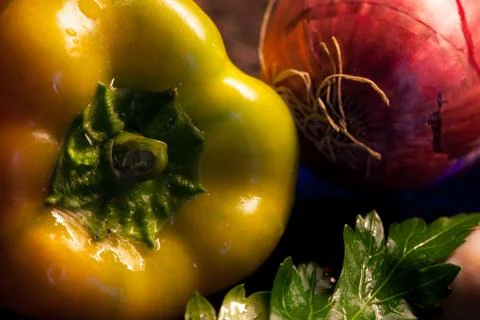 Peperoni and onion Stock Photos