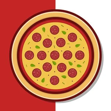 Peperoni Pizza Vector Icon Illustration. Peperoni Pizza Vector. Flat Cartoo.. Stock Illustration