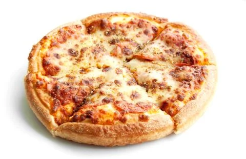 Peperoni pizza on white isolate Stock Photos
