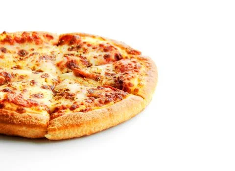 Peperoni pizza on white isolate 写真素材