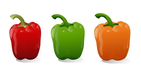 Pepper 3D creative vector design, set peppers Stock Illustration