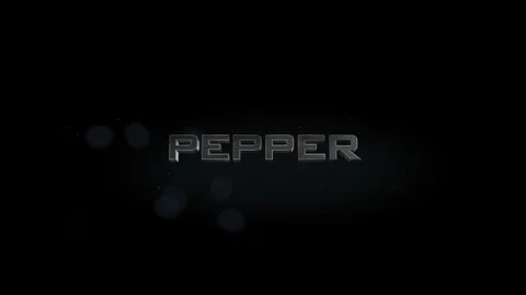 Pepper 3D title metal text on black alpha channel background Stock Footage 256612025