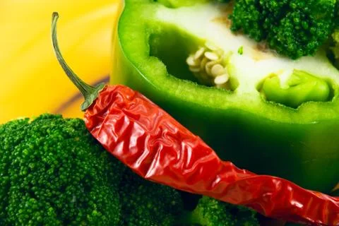 Pepper and broccoli Stock Photos