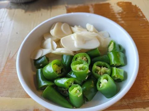 Pepper and garlic slice Stock Photos